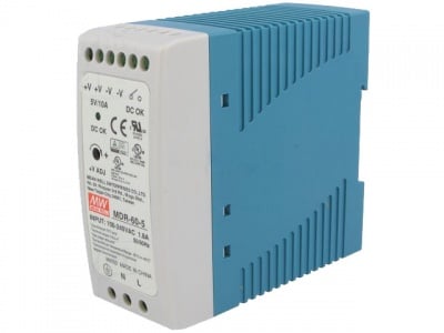 ИМПУЛСНО ЗАХРАНВАНЕ ЗА ДИН ШИНА 5V DC 50W MDR-60-5