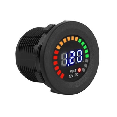 КИТ ИНДИКАТОР НА ЗАРЯД АВТО 12V + ВОЛТМЕТЪР ВОДОУСТОЙЧИВ