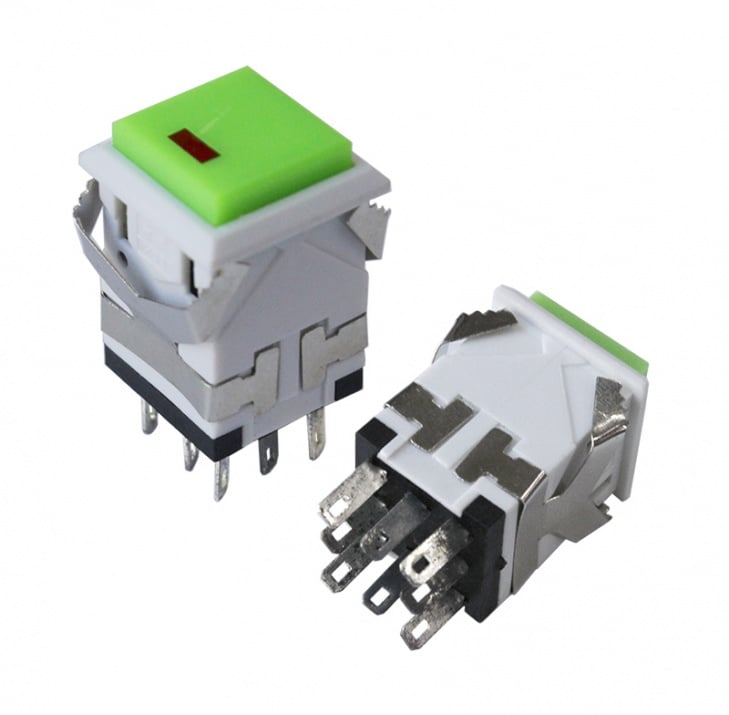 БУТОН СВЕТЕЩ 3A 250V ЗЕЛЕН