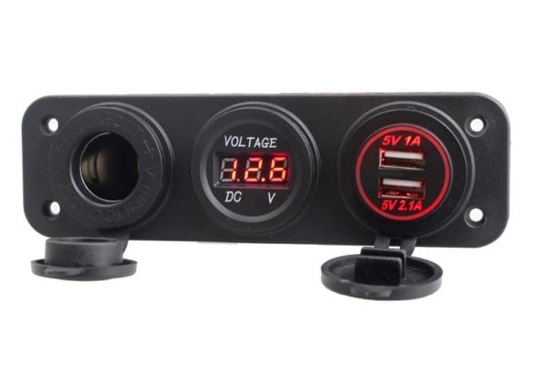 Захранващ панел, волтметър, зарядно 12V/20A, 5V/2.1A 2USB